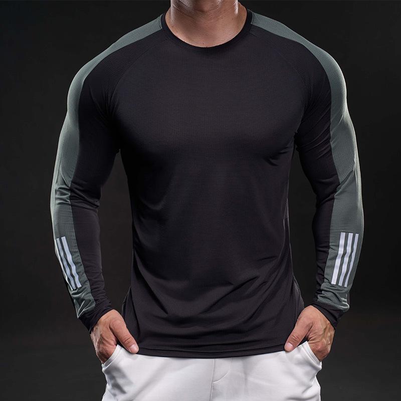 

New Ice Silk Long-sleeved T-shirt Men s Spring Outdoor Leisure Sports Fitness Quick-drying Round Neck Long-sleeved T-shirt XXXL