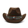 Jewel Ethnic Style Cowboy Hat, Crimped Felt Hat, Western Hat, Outdoor Riding Hat, Men's and Women's Cowboy Hats
