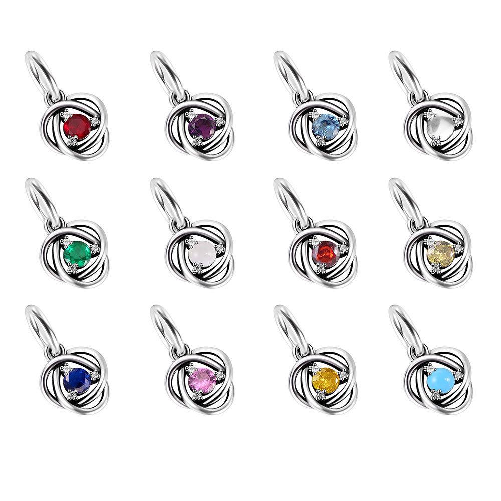 

Pan s 925 Sterling Silver Birthstone Pendant: DIY Jewelry Eternal Circle Charm
