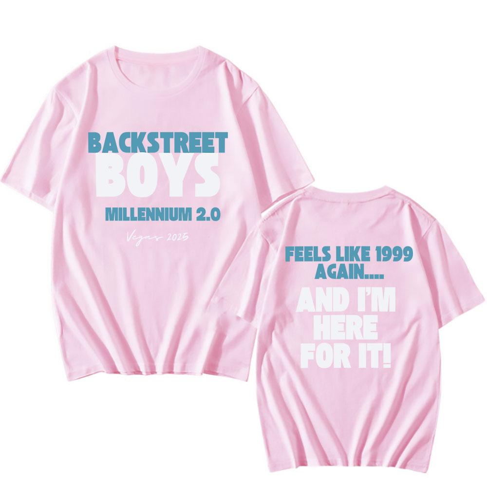 Millennium 2.0 1999 To Vegas 2025 Tour T-shirt Backstreet Boys Band Fashion Tshirts Cotton Short Sleeve Male T Shirt Unisex Tees