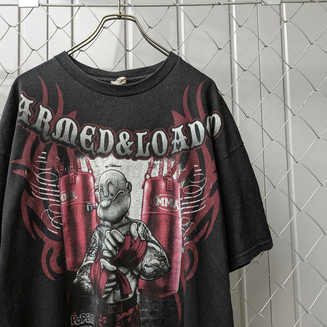 

[USED] Great face vintage American comic POPEYE Popeye anime T-shirt with tattoos XL