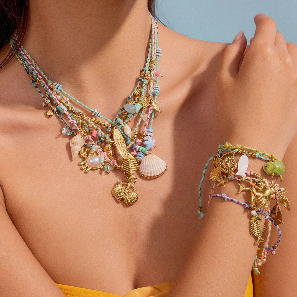 Stainless Steel Choker Necklace Fish/Shell/ Starfish Clavicle Chain Pendant Necklace  Vacation