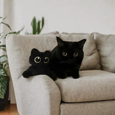 10cm Cute Black Cat Plush Toy Doll Small Pendant Cuddly Pillow Cushion Ins Black Cat Plush Toy Doll for Boy Girl Brithday Gifts