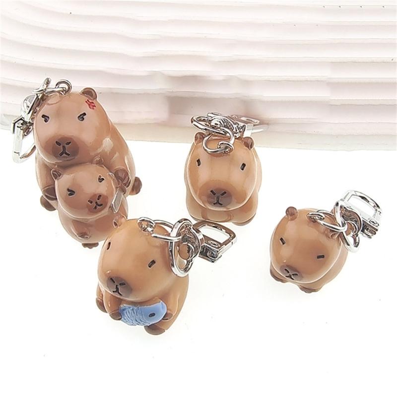 Lovely Capybara Keychain Adorable Cartoon Designed Key Holder Hanging Ornament for Bag Charm or Car Decoration