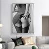 Modern Black and White Sexy Nude Woman Canvas Painting Wall Art Sexy Buttocks Posters and Prints Porch Room Wall Decor Large