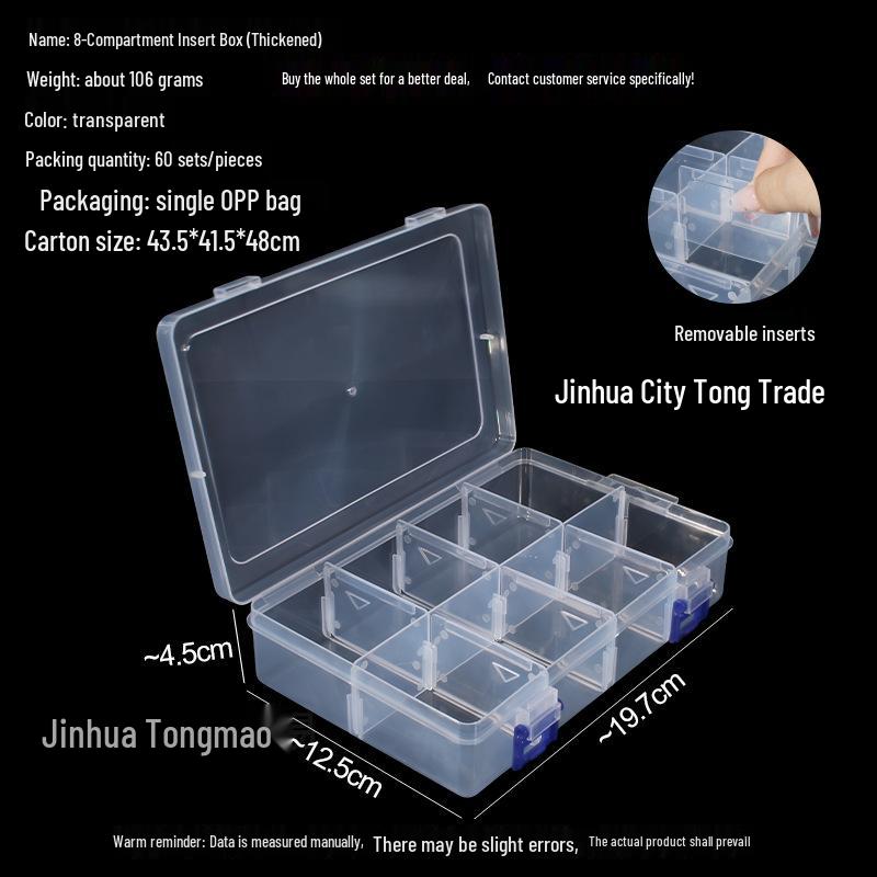 Transparent Storage Box for Electronics, Jewelry, Tools, Plastic Parts, and Fishing Tackle with Large Fixed Grids
