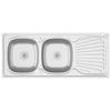 Vidaxl Double Bowl Kitchen Sink, Silver, 1200X600X155 Mm, Steel