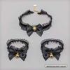 Handmade Lolita Cat & Fox Ears Headband with Lace Bow & Bell Choker - Cosplay Accessory