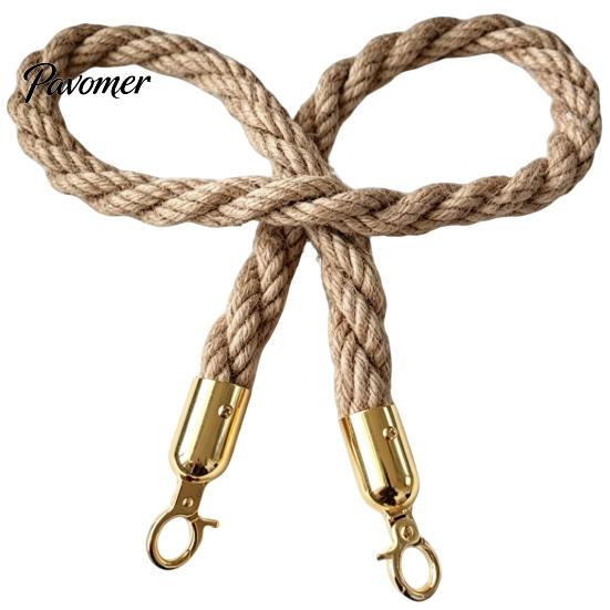 Rope with Metal Hooks 1/1.5/2M Natural Braided Jute Rope, Heavy Duty Woven Twine Barrier for Crafts, Queue Crowd Control