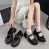 Vintage college style Japanese jk Mary Jane women 2025 new spring and autumn season with skirt bow thick heel small leather shoes
