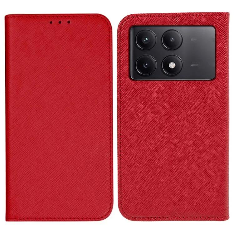 

Для Xiaomi Redmi K70E 5G Poco X6 Pro 5G устойчивый к царапинам чехол для телефона с перекрестной текстурой, кожаный чехол-подставка с магнитным замком