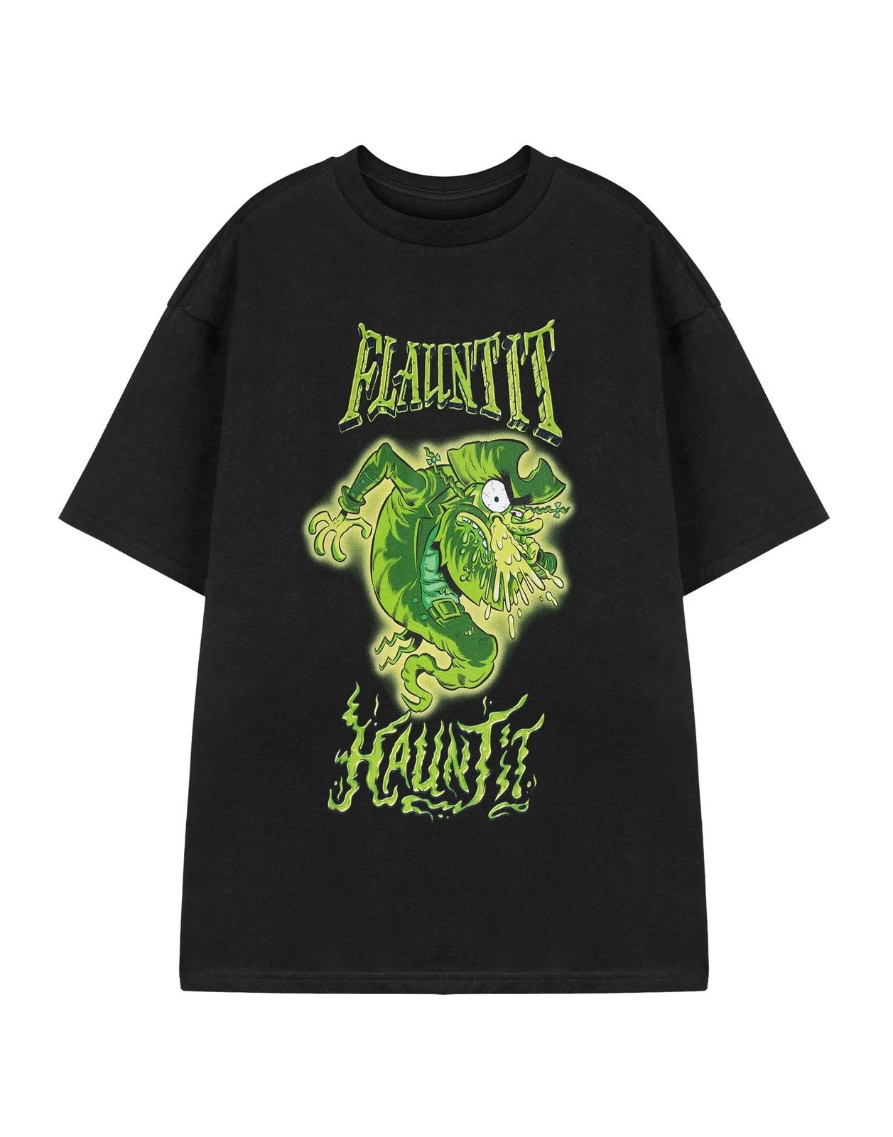 

SpongeBob SquarePants Black Flaunt It Haunt It Short Sleeved 100% Cotton T-shirt Mens Tees Top Unisex L
