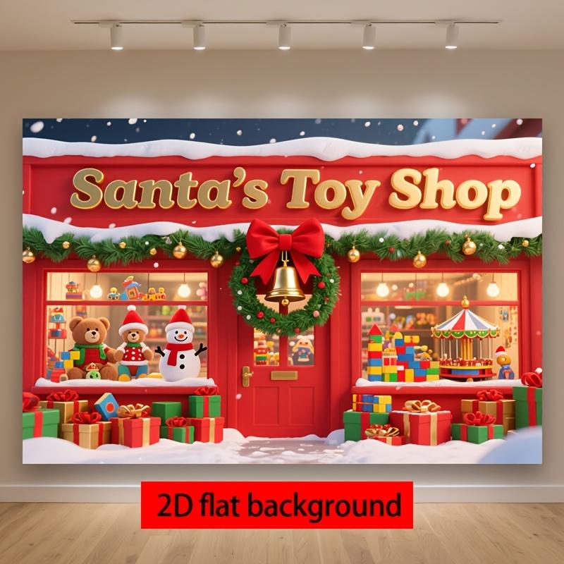 1Pcs Santa S Toy Shop A Festive Decoration Background Winter Backdrop Decorations For Photo Studio Photo Booth Christams Party