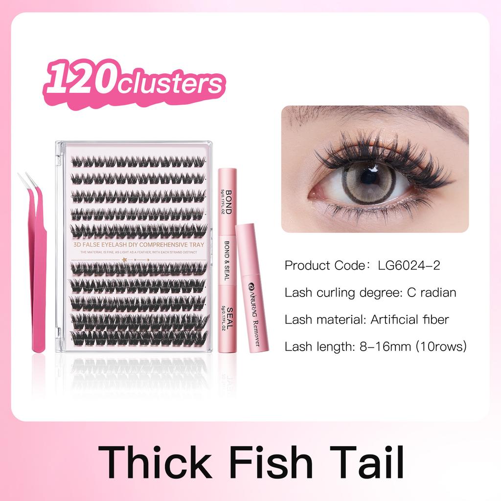Life Girls 3D Volume False Eyelash Kit – Fluffy & Natural Cluster Lashes, DIY Individual Lash Extensions, Hot Melt Glue Applicator Set