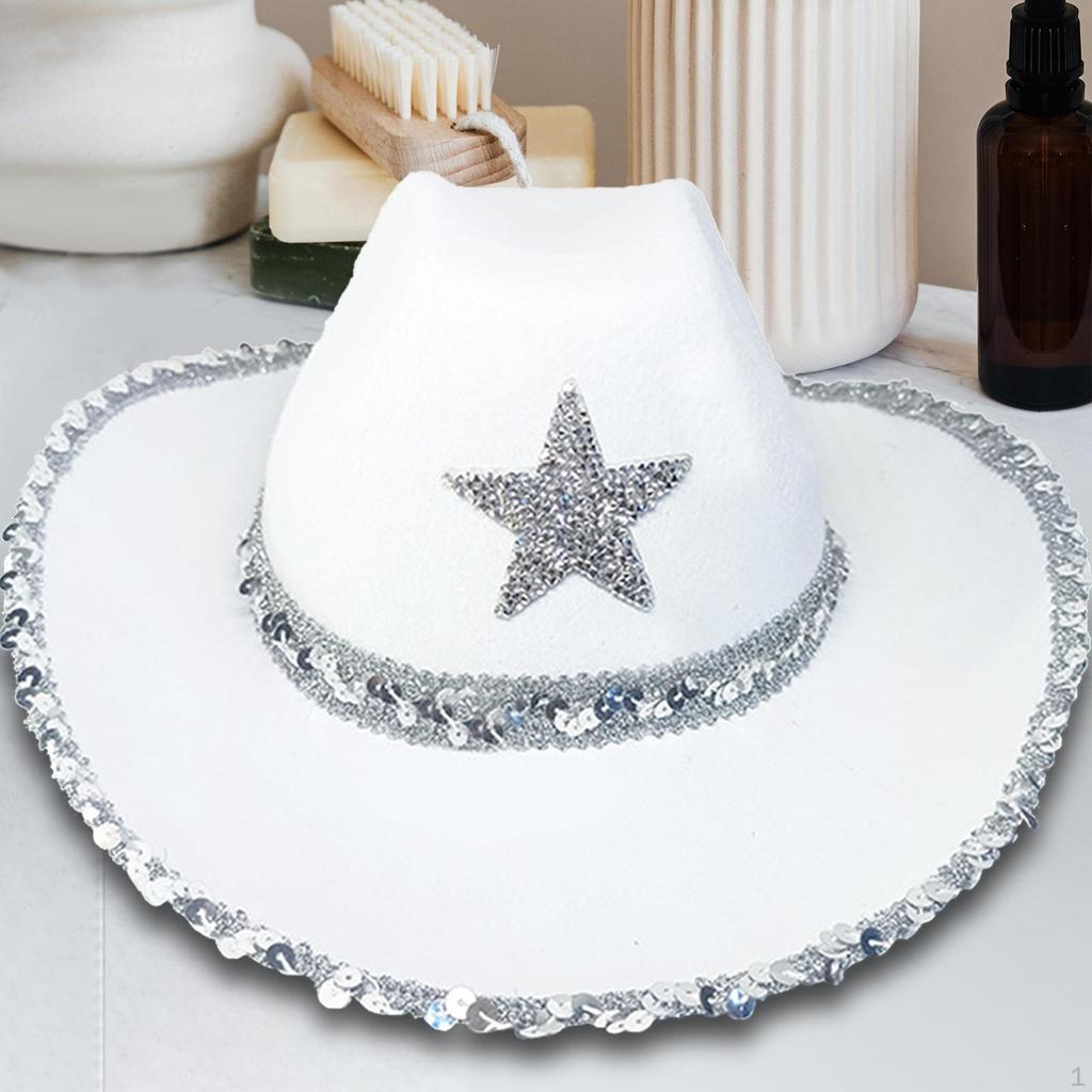 Novelty Hat, Party Hat ,Wide Brim Sequin Star ,Ladies ,Western for Ladies Engagement Fancy