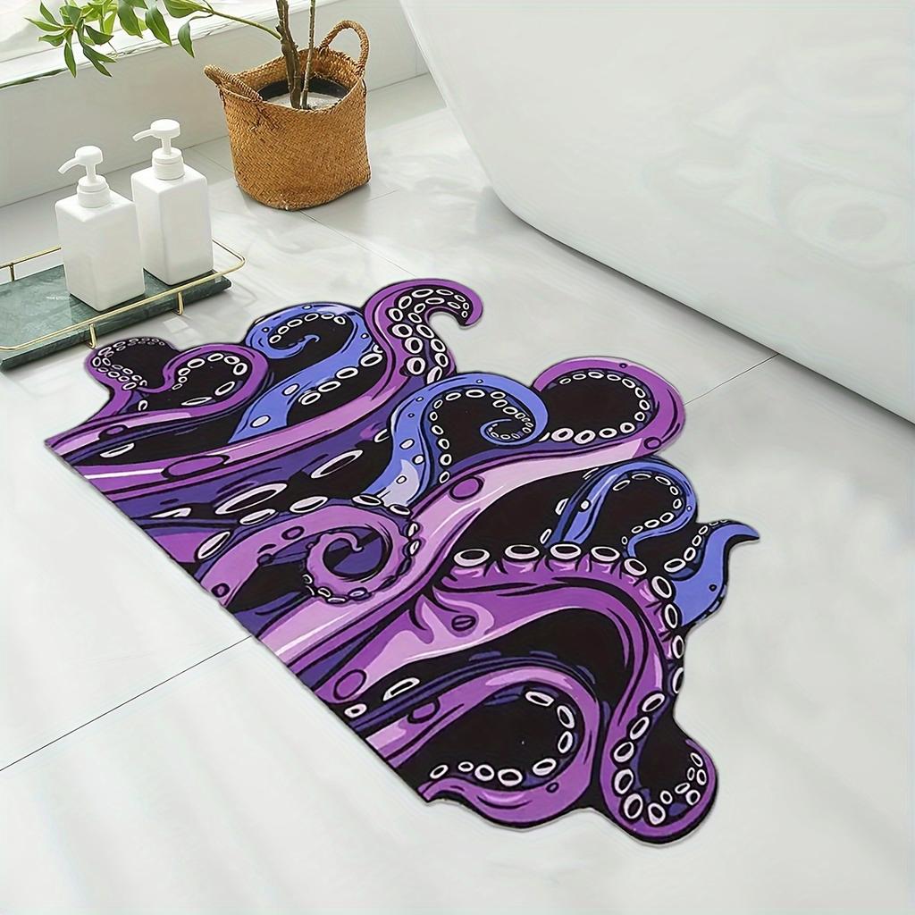Purple Squid Tail Diatom Soil Mat Bathroom Mat Non-Slip Wear-Resistant Carpet Door Mat Rug For Bedroom Marble Floor Mat