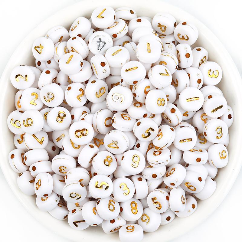 100pcs 7mm Multicolor Acrylic Alphabet Beads Heart Numbers Letter Loose Beads For Jewelry Making DIY Bracelets Gift Wholesale