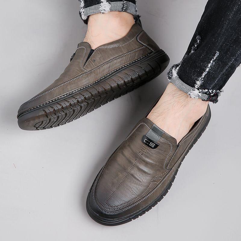 Leather Soft-soled Lazy Shoes, One-pedal Versatile Casual Leather Shoes, Men's New Driving Breathable