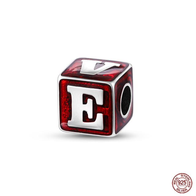 New 925 Sterling Silver Red Color Series Heart Shape Charms Beads Lucky Jewelry Gifts