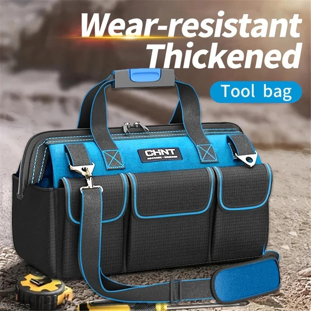 1680D Waterproof Tool Bag Oxford Cloth Handheld Wear Resistant Toolkit Portable for Electrician Carpenter Repair Installation