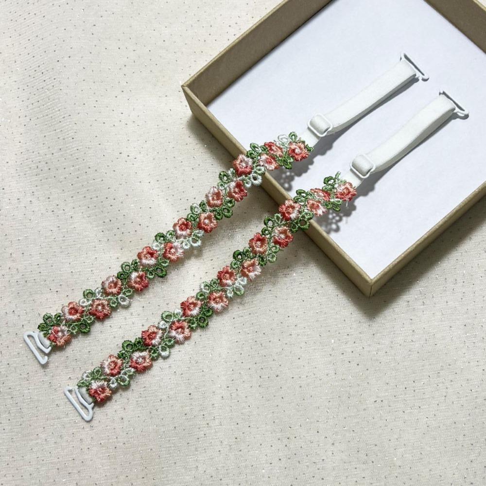 Removable Floral Bra Straps Polyester Anti-slip Shoulder Straps Sweet Flowers Adjustable Floral Shoulder Belts