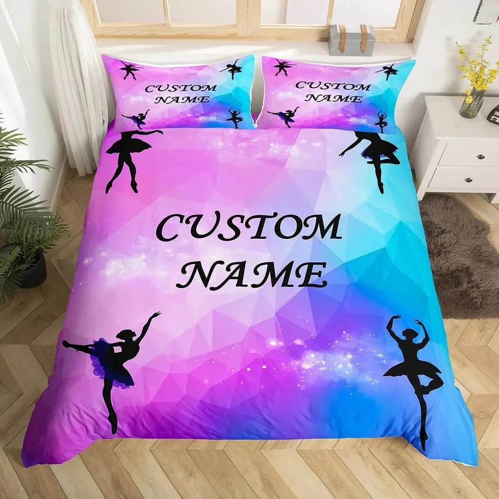 Custom Bedding Set Custom Name Mermaid Duvet Cover Set Personalized Girly Rainbow Gradient Mermaid Comforter Cover,girls Gifts