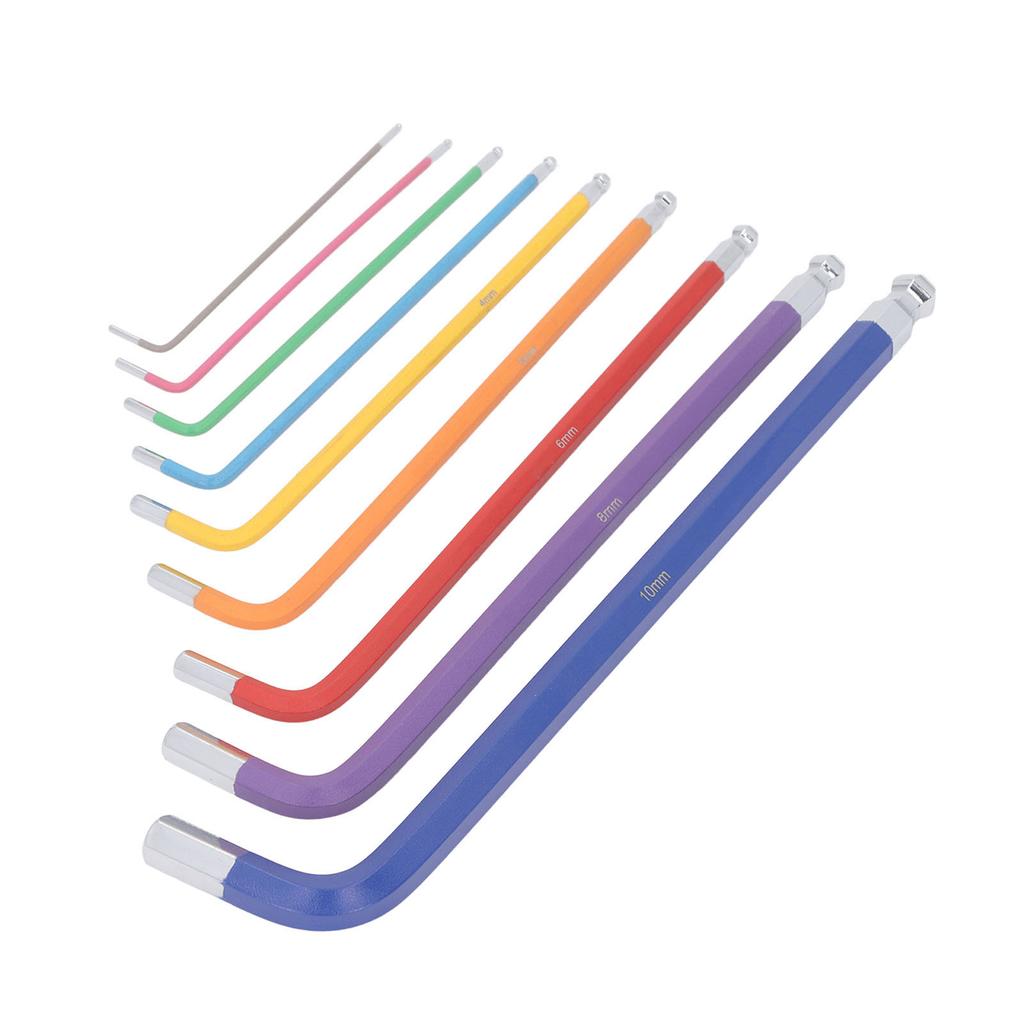 9-teiliges Sechskant-Schlüsselset CR V Rutschfest Mehrfarbig Multifunktional Langarm Sechskantschlüssel-Set für Klein