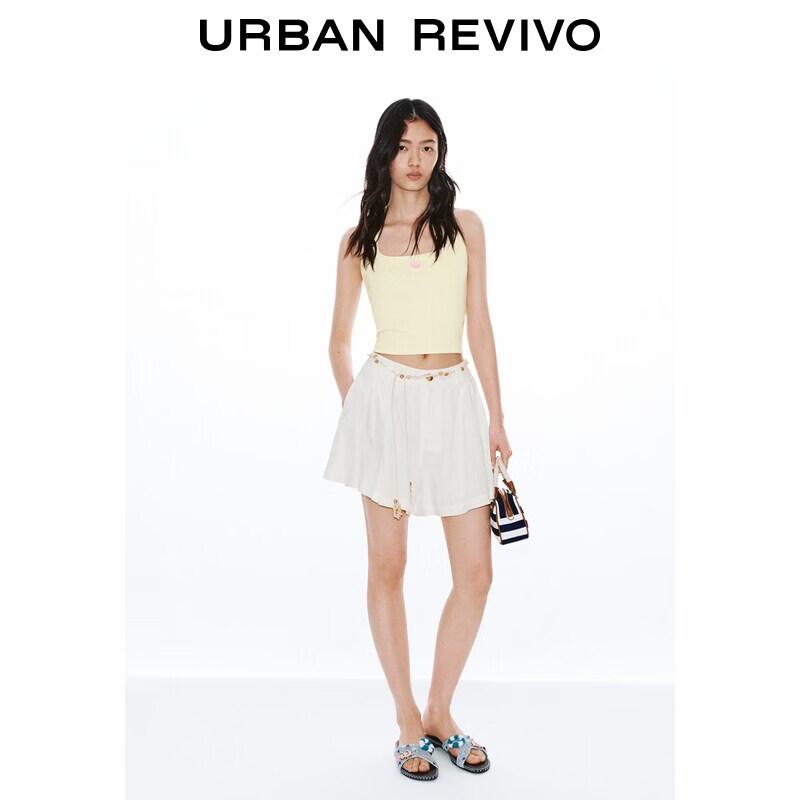 UR 2026 Women s Beaded Tie-Rope Casual Shorts M грязно-белый