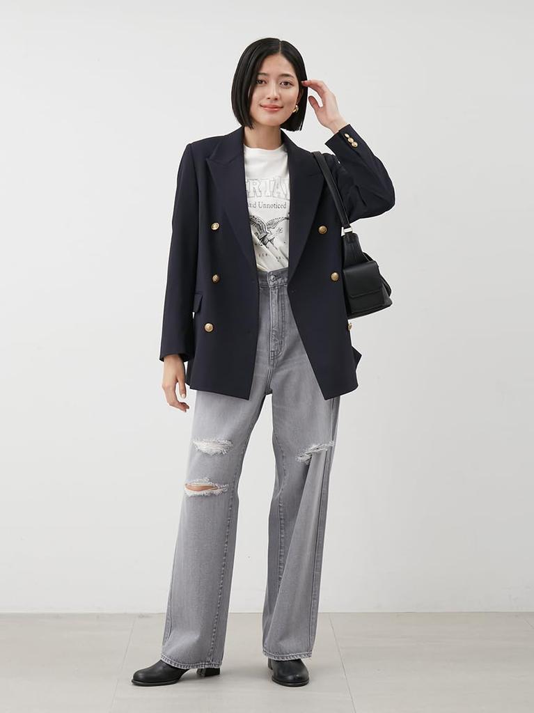 Mira Owen Gold Button Long Blazer 09WFJ254139 Women's Double-Breasted
