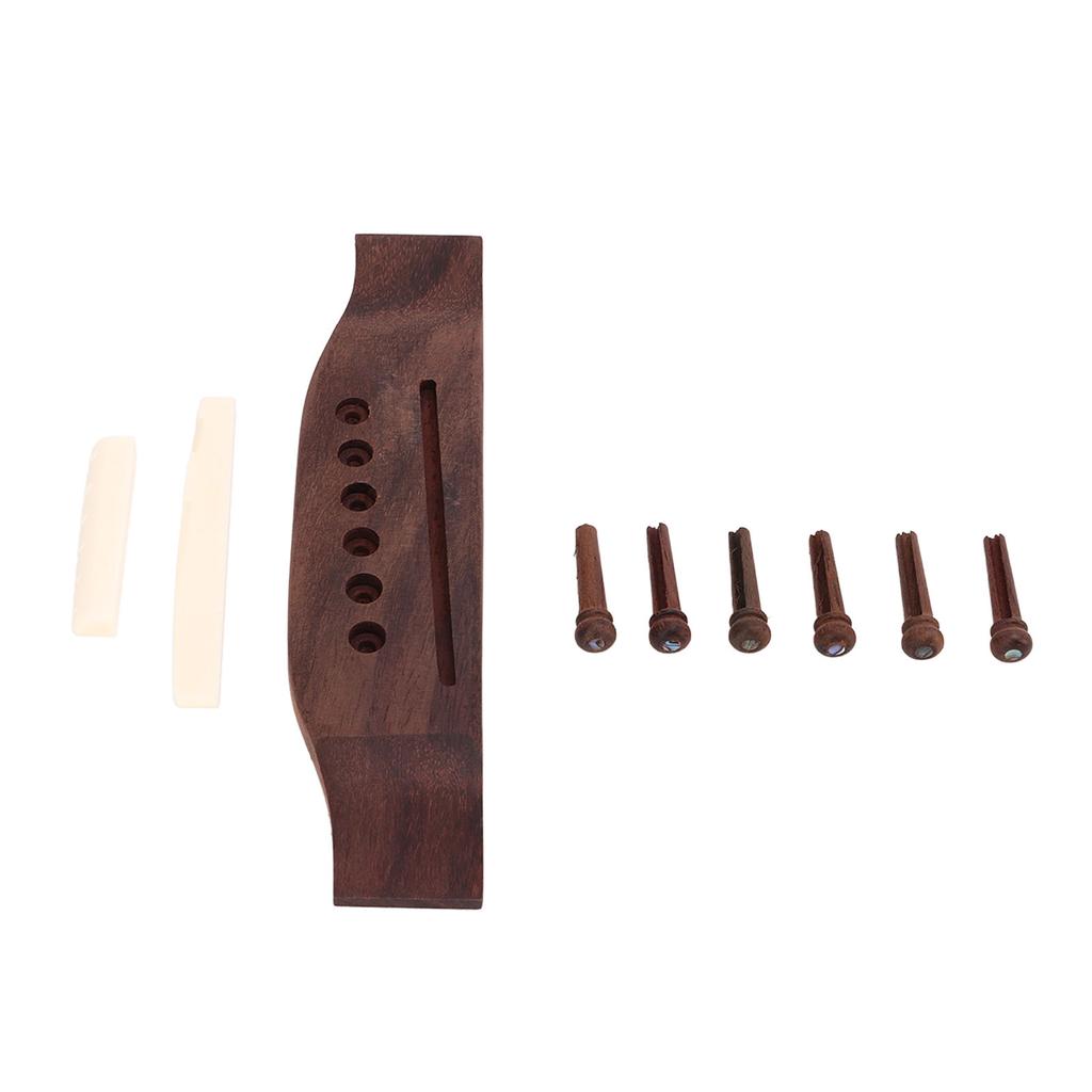 Acoustic Guitar Bridge Parts Replacement Accessories Rosewood Pins Bone Nut Saddle Set
