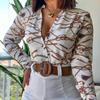 Women's Fashion Casual Summer Spring Flower Pattern Print Long Sleeve Blouses & Shirts