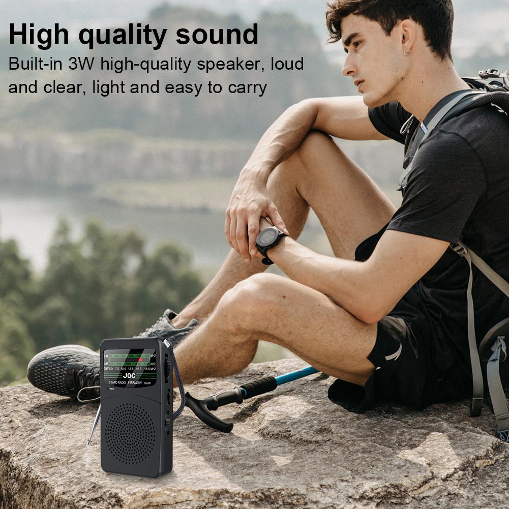 Portable AM/FM/SW Pocket Radio with LED Flashlight Radio Outdoor Camping Gifts for Seniors Elderly Battery Operated/Rechargeable