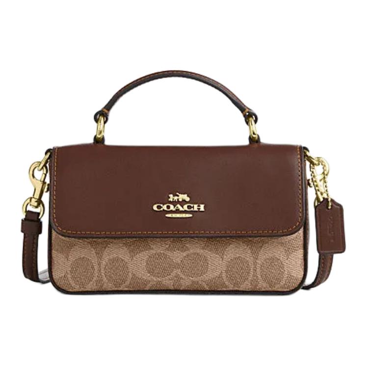 

Coach Josie 18 Logo Buckle Closure Faux Leather And Leather Shoulder Crossbody Bag Small Women Bags Brown Yellow CW412-IMXHE Basic Set (Bag+Dust Bag)