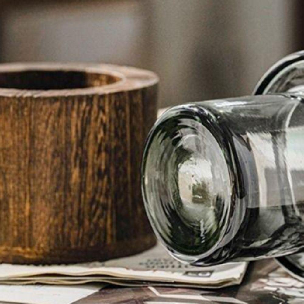 Elegant Transparent Flower Vase Wooden Base Hydroponic Flower Pot Glass Vase Home