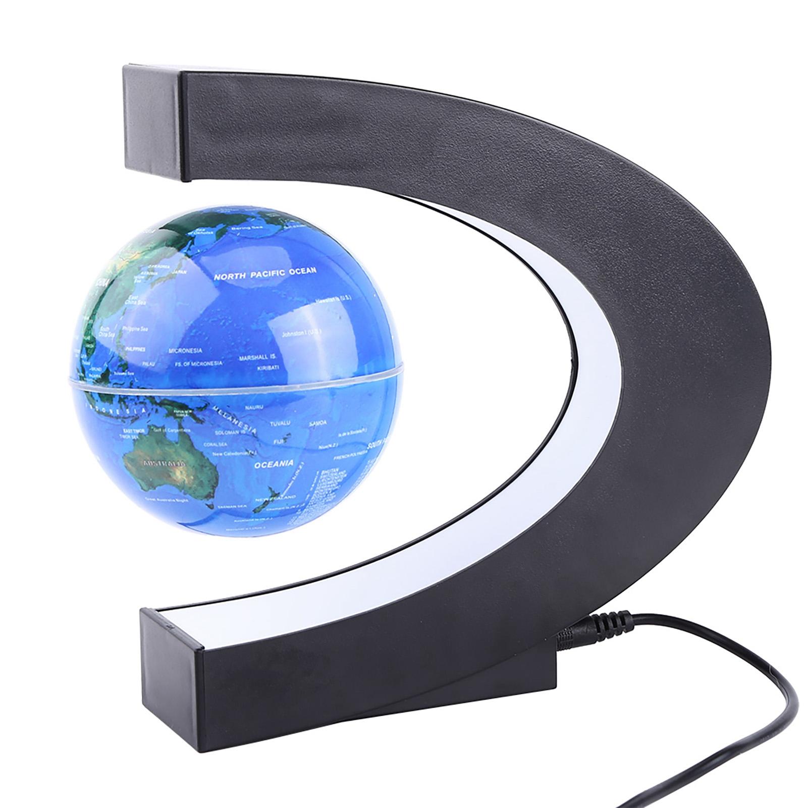 

3-дюймовый цветной светодиодный магнитный глобус с основанием в форме буквы С и адаптером US Plug