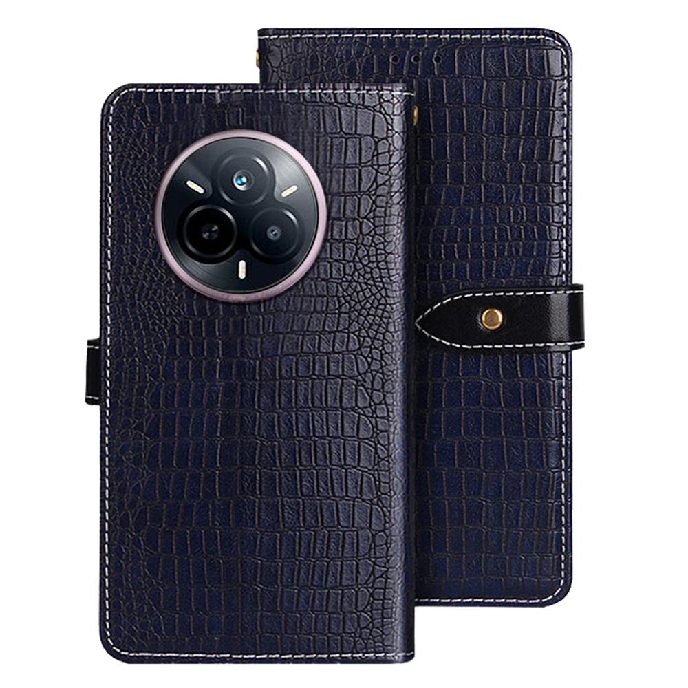 

For Realme 14 Pro 5G Case Crocodile Texture PU Leather Flip Phone Cover Blue