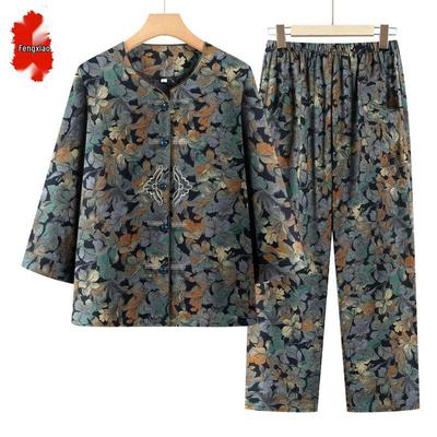 Elegant New Chinese Style Printed Two-Piece Shirt Set