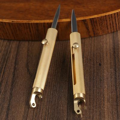 Flaschenöffner aus Messing, Schlüsselanhänger, Messergriff, Multifunktionsmesser, Glasbrecher, Outdoor-Versteckanhänger, tragbar, Demontage und Express.