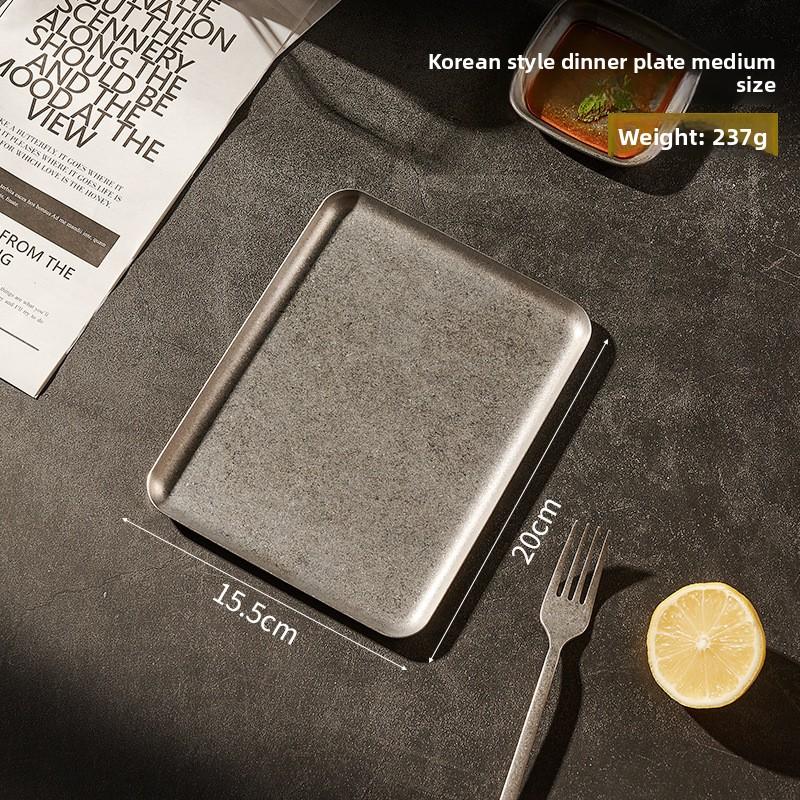 Ins Korean Plateins, Stainless Steel Rectangular Plate Cafe Cake Dessert Plate Storage Trays,Home Kitchen Storage Table Dish