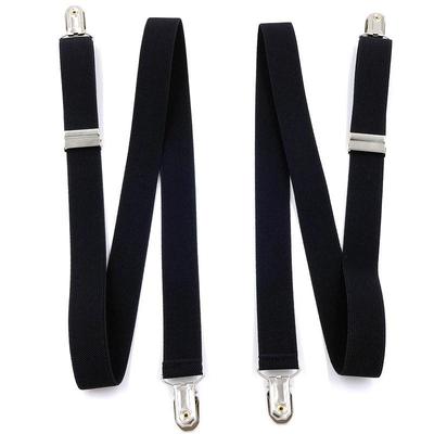 Unisex British-Style Black Suspenders, 2.5cm Wide, H & X Shape, Elastic with Four Clips