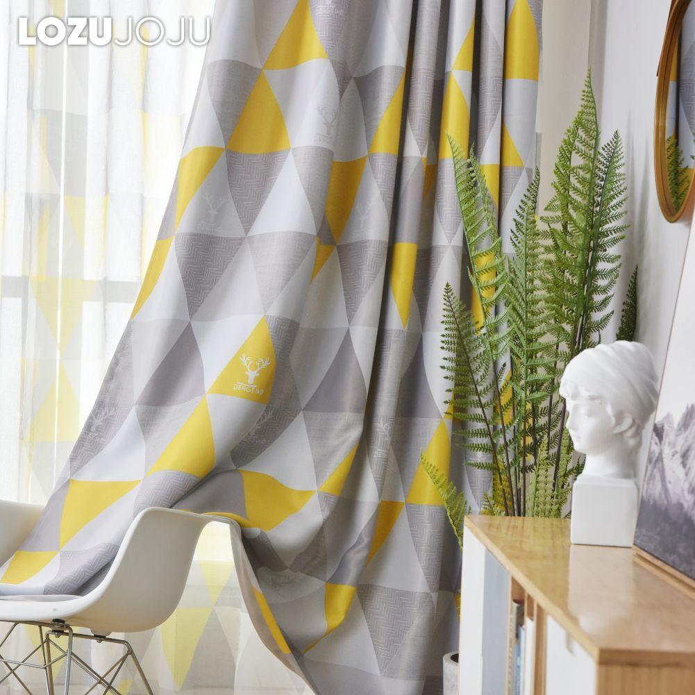 1PC LOZUJOJU Geometric Ins Style Blackout Curtains Modern Minimalist Thick Curtains for Bedroom Living Room Balcony Window for Home Decor