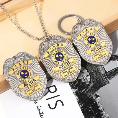 Resident Evil Raccoon City Police Badge Necklace STARS Keychain Metal Gift for Women Men Backpack Accessories