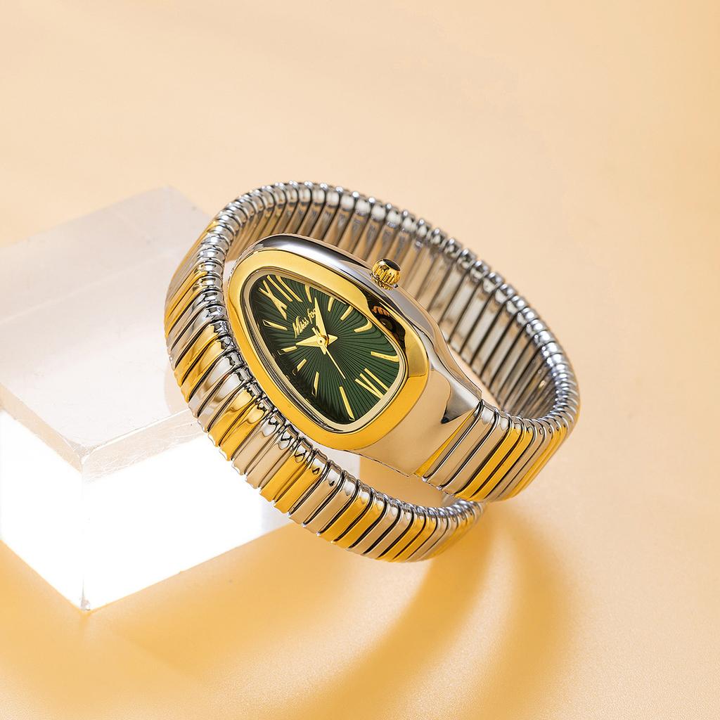 MISSFOX Classic Snake Shape Watch for Women Gold Silver Scaleable Bracelet Womens Watches Quartz Ladies Wristwatch