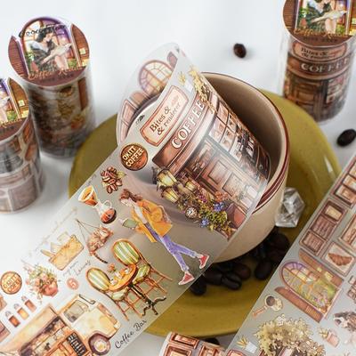 PET Tape Beautiful Time Series Garden Scenery Character Pattern Hand Account Landscape Tape DIY Greeting Card Cup Decoration