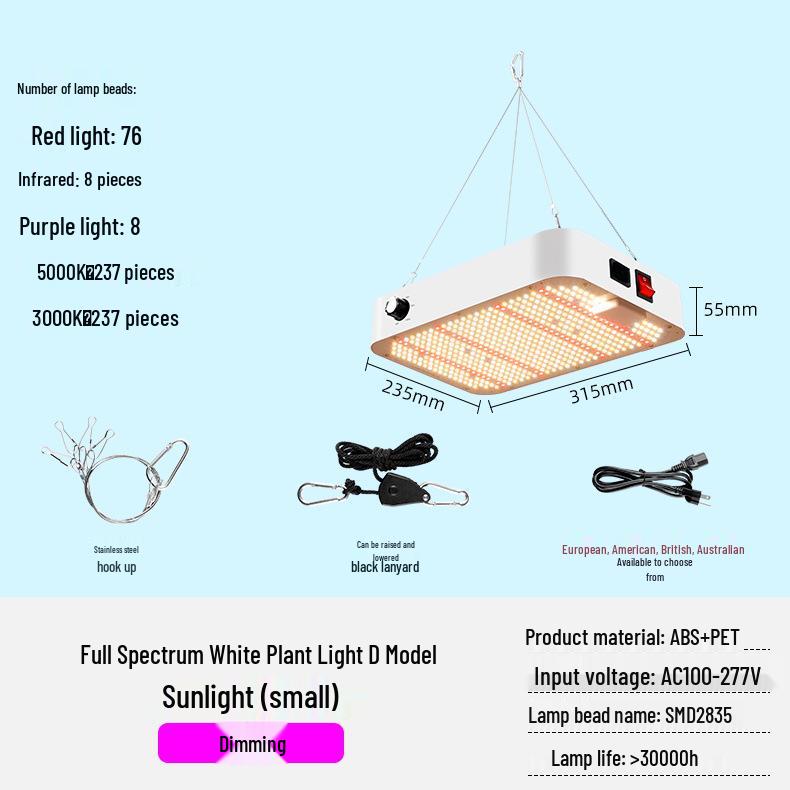 Adjustable E27 LED Plant Growth Light for Indoor Greenhouses and Seedlings