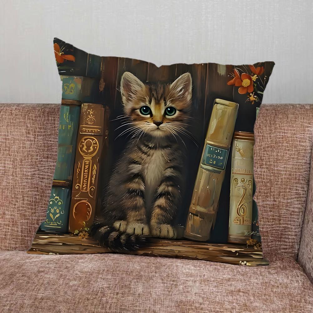 Book Creative Naughty Cat Pillow Case For Home Bedroom Car Office Decoration Living Room Sofa Cushion Cover Suitable