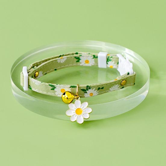 Pet Collar Safety Buckle Adjustable Bell Sunflower Dog Cat Neck Strap