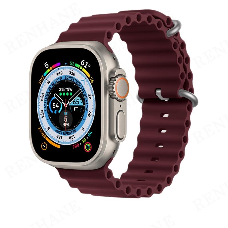Bracelet océan pour bracelet de montre Apple 49mm 45mm 44mm 40mm 41mm 42mm 38mm bracelet correa en silicone iWatch Ultra série 8 7 6 5 4 3 SE