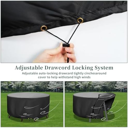 Funshot Round Patio Furniture Cover 420D Oxford Waterproof UV Resistant Outdoor Table Cover Ø160x70cm