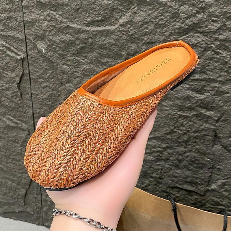 Breathable Woven Bag Head Cool Slippers Women's Summer Wear Soft Bottom 2025 Premium Slippers